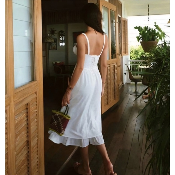 New {Commense} Ruffle Hem Cami Plain Midi Dress in Black Size Medium - Picture 3 of 15